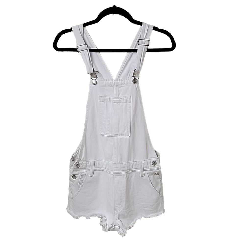 American Eagle White Denim Jean Overall Shorts Womens Size XS